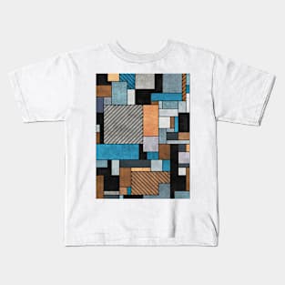 Random Concrete Pattern - Blue, Grey, Brown Kids T-Shirt